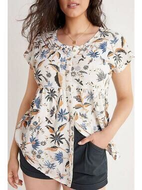 ANTHROPOLOGIE Babydoll Printed Top XS